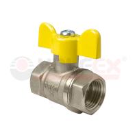 Кран шаровой латунный газ Valfex 1 1/4" ВР-ВР, ручка-бабочка, никелированный