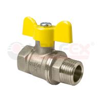 Кран шаровой латунный газ Valfex 1 1/4" ВР-НР, ручка-бабочка, никелированный