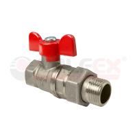 Кран шаровой латунь американка Valfex 1/2" ВР-НР, ручка-бабочка, никелированный