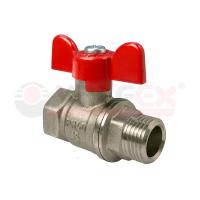 Кран шаровой латунный Valfex 1 1/4" ВР-НР, ручка-бабочка, никелированный