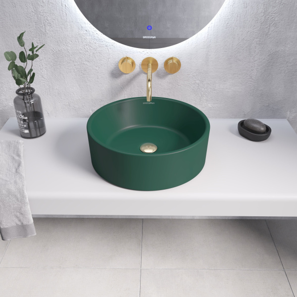 Накладная раковина Grossman GR-3013OLM (400х400х150) зеленая