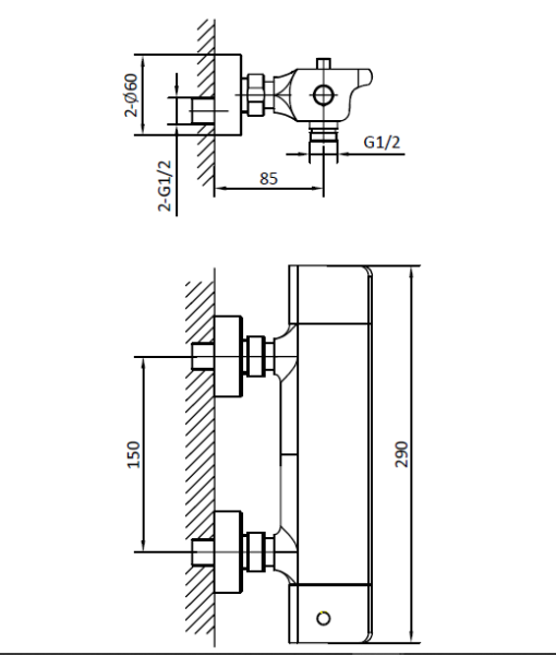Смеситель для душа с термостатом AltroBagno Lamberto 030501 Cr