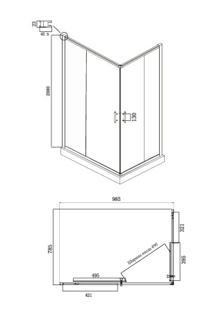 Душевой уголок Ambassador Kingston 14011120 100x80