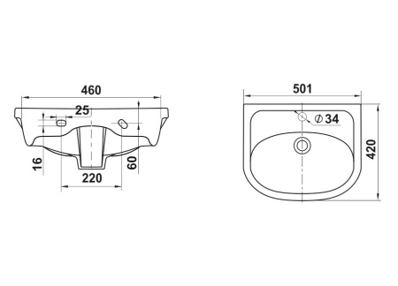 Раковина накладная Керамин СИТИ-50, белая