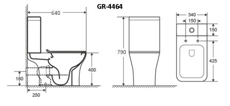 Унитаз напольный Grossman GR-4464S Classic (640х340х790)