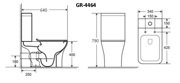 Унитаз напольный Grossman GR-4464S Classic (640х340х790)