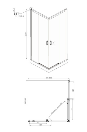 Душевой уголок Ambassador Queen 11011203Black 90x90