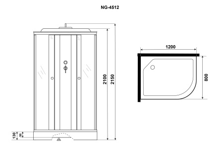 Душевая кабина Niagara Eco E120/80/13L/TN (1200х800х2150)