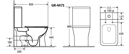 Унитаз компакт напольный Grossman GR-4471S Cristal (600х355х860)