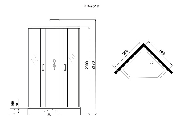 Душевая кабина Grossman Elegans GR251D (90х90х217)