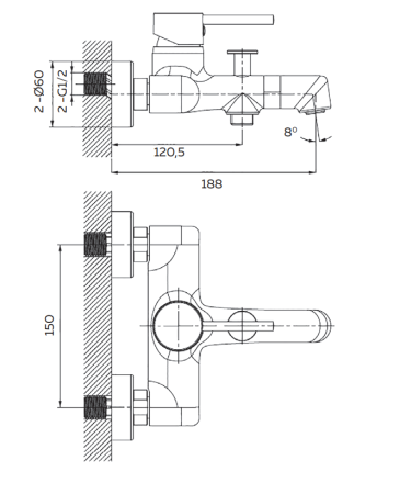 Смеситель для ванны AltroBagno Intento 0218 Cr