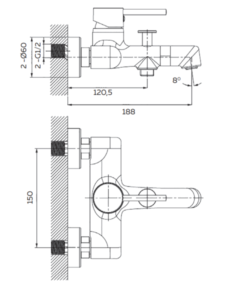 Смеситель для ванны AltroBagno Intento 0218 Cr