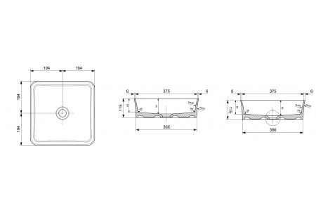 Раковина накладная Ambassador Conrad 226T20002 (388х388х115) белая