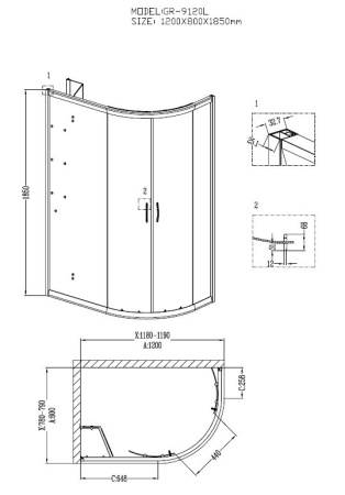 Душевой уголок Grossman Classic GR-9120L 120х80