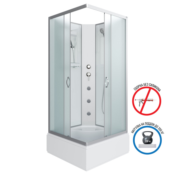 Душевая кабина с полкой Niagara Classic NG-1108-14BKG (900х900х2000)