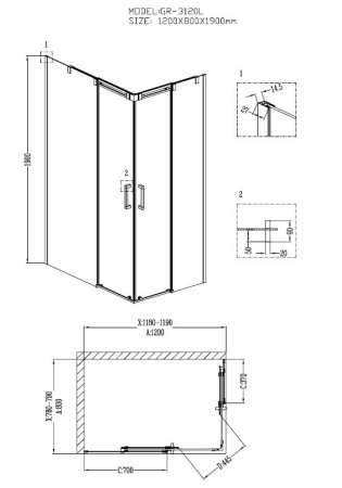 Душевой уголок Grossman Galaxy GR-3120L 120х80