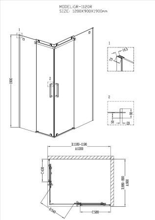 Душевой уголок Grossman Cosmo GR-1120R 120х90