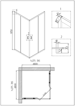 Душевой уголок Niagara Nova NG-6888-08 BLACK 80х80