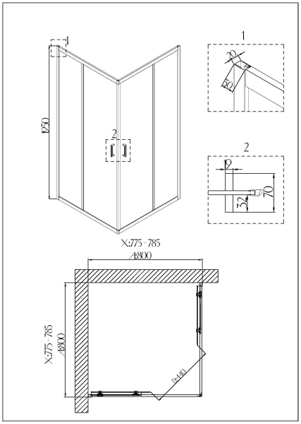Душевой уголок Niagara Nova NG-6688-08 80х80