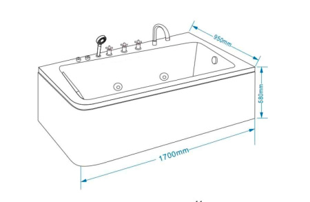 Акриловая ванна Grossman GR-17095-1R (170x95x58)