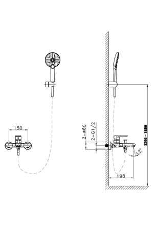 Смеситель для ванны AltroBagno Diretto 0209 Bi