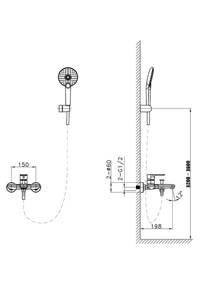 Смеситель для ванны AltroBagno Diretto 0209 Bi