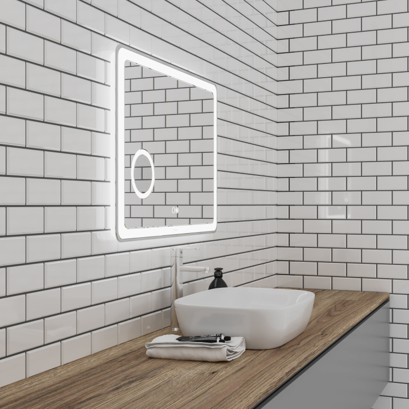 Зеркало в ванную Grossman Leo (800х800х45) с подсветкой