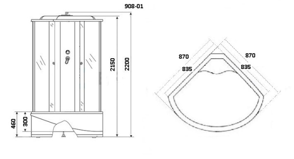 Душевая кабина Niagara Ultra NG-908-01 (900х900х2200)