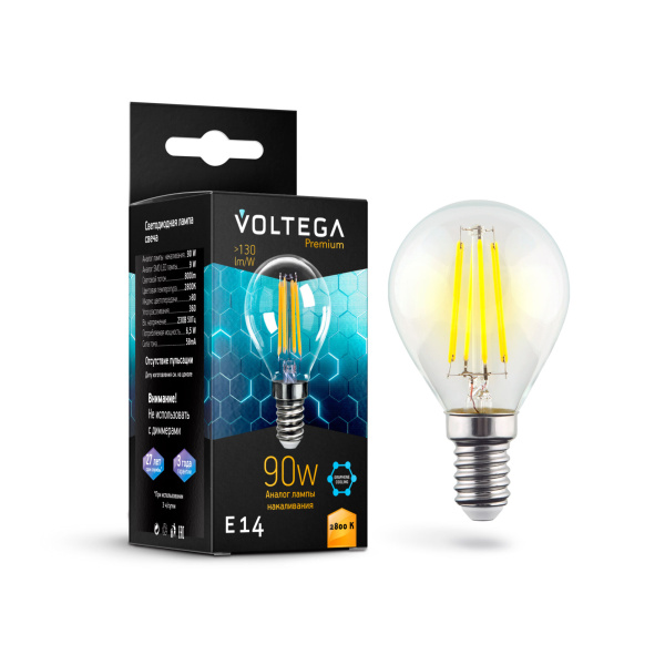 Лампа светодиодная Voltega Globe E14 9W Graphene 7136