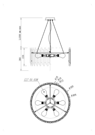 Подвесной светильник Maytoni Coliseo MOD136PL-06BS