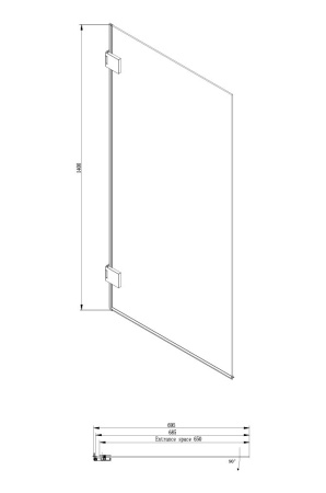 Шторка для ванны Ambassador Bath Screens 16041101 (700x1400), стекло прозрачное