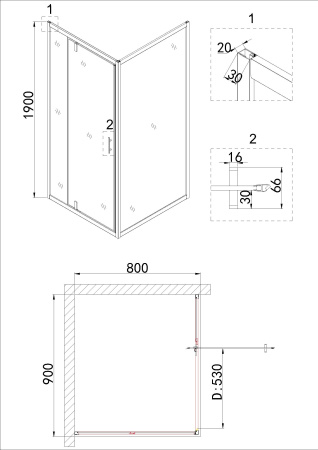 Душевой уголок Niagara Nova NG-43-9AG-A80G 90х80