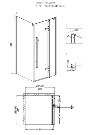 Душевой уголок Grossman Style GR-6090 90х90