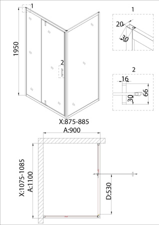 Боковая стенка Niagara Nova NG-A90 (90х195)