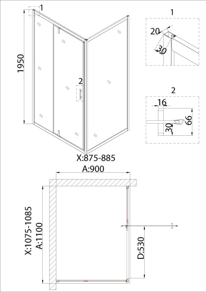 Боковая стенка Niagara Nova NG-A90 (90х195)