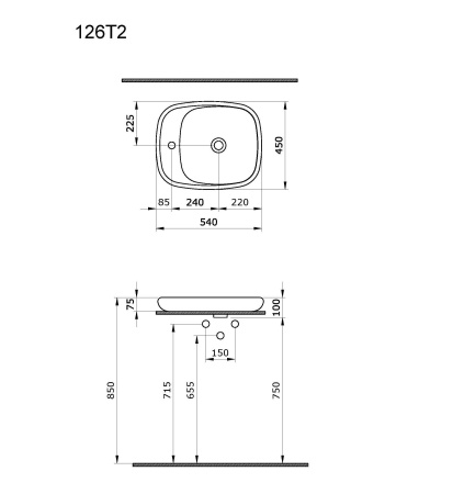 Накладная раковина Ambassador Diamond 126T21101 (540х450х100) красная