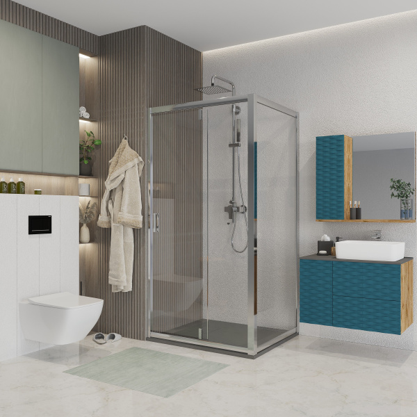 Душевая дверь в нишу Niagara Nova NG-63-11A 110х195, стекло прозрачное, профиль хром