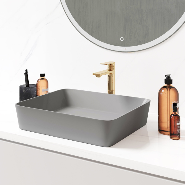 Накладная раковина Grossman GR-3016GM (480х370х135) серая