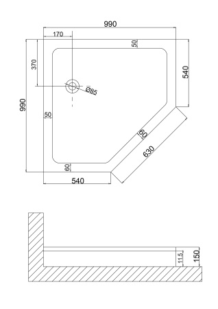 Акриловый душевой поддон Niagara Nova NG-100-100D RUS 100х100