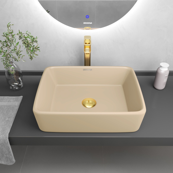 Накладная раковина Grossman GR-3016BEM (480х370х135) бежевая