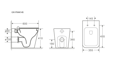 Унитаз приставной Grossman GR-PR4414S (600х355х410) белый