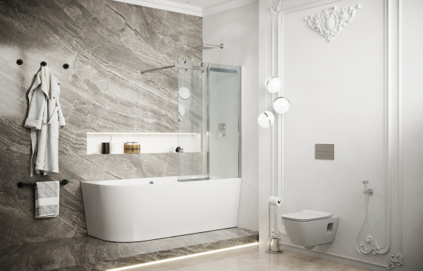 Шторка для ванны Ambassador Bath Screens 16041115 (1100x1400), стекло прозрачное