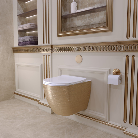 Унитаз подвесной Grossman GR-4455GWS (480х365х370) золото