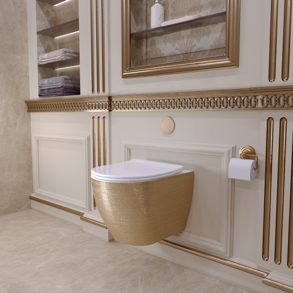 Унитаз подвесной Grossman GR-4455GWS (480х365х370) золото