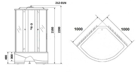Душевая кабина Niagara Ultra NG-212-01N (1000х1000х2200)
