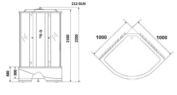 Душевая кабина Niagara Ultra NG-212-01N (1000х1000х2200)