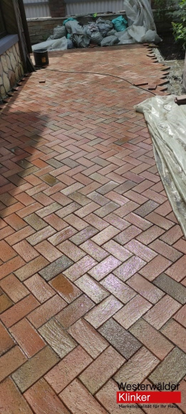 Тротуарная клинкерная брусчатка WK112RB40 Design rot braun 200x100x40 Westerwalder Klinker