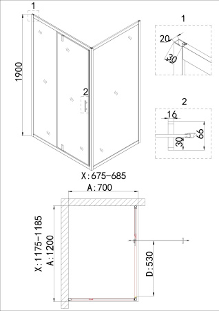 Боковая стенка Niagara Nova NG-A70G (70х190)