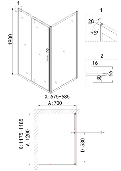 Боковая стенка Niagara Nova NG-A70G (70х190)
