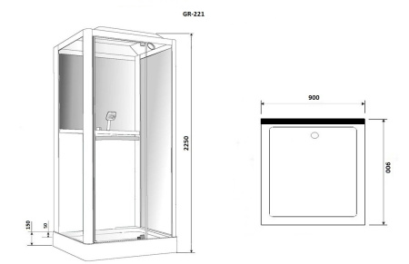 Душевая кабина Grossman GR221 (90x90x225)